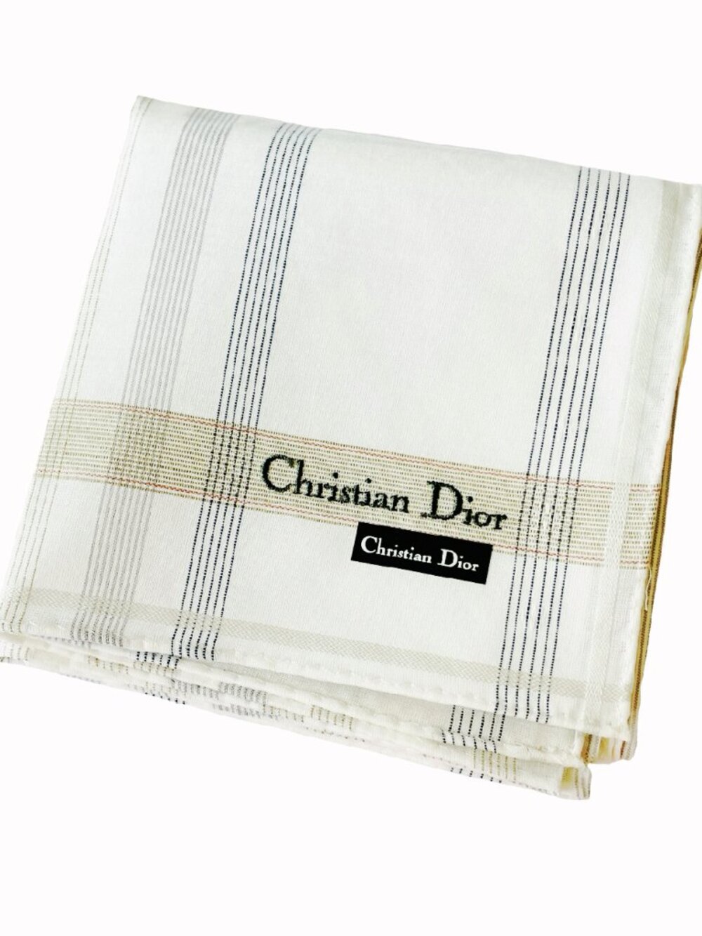 NWT Christian Dior Cotton Handkerchief Scarf Embroidered Logo